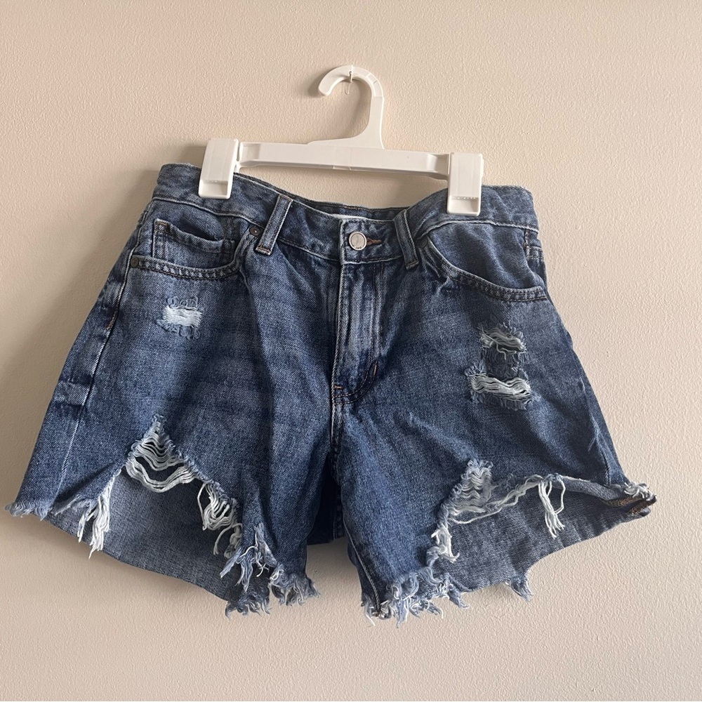 Just Black Distressed Jean Shorts Classic Blue